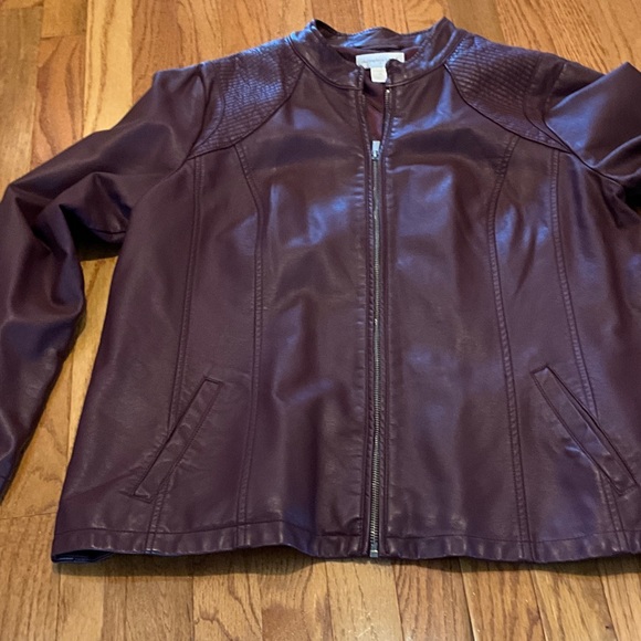 Christopher & Banks Deep Purple Faux Leather Jacket - Picture 1 of 8
